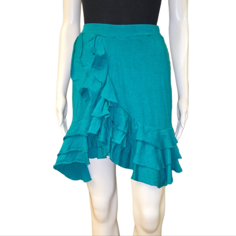 EISBAR EISBÄR LOS ANGELES Teal Green Asymmetrical Ruffle Hem Skirt Size S